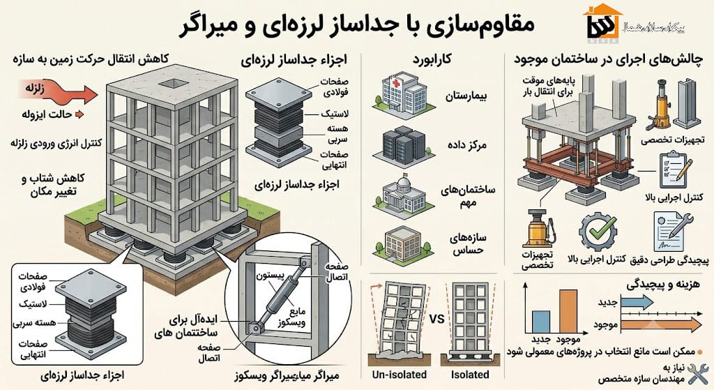 روش های مقاوم سازی ساختمان؛ راهنمای کامل انتخاب بهترین 2 مقاوم سازی با میراگر لرزهای